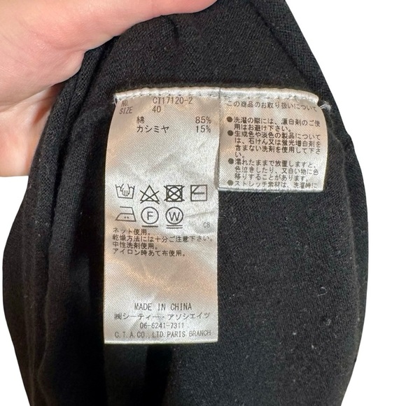 C.T. PLAGE Cotton Cashmere Goat Crewneck Boxy Pullover Sweater Black Sz:40 Japan - Picture 9 of 10